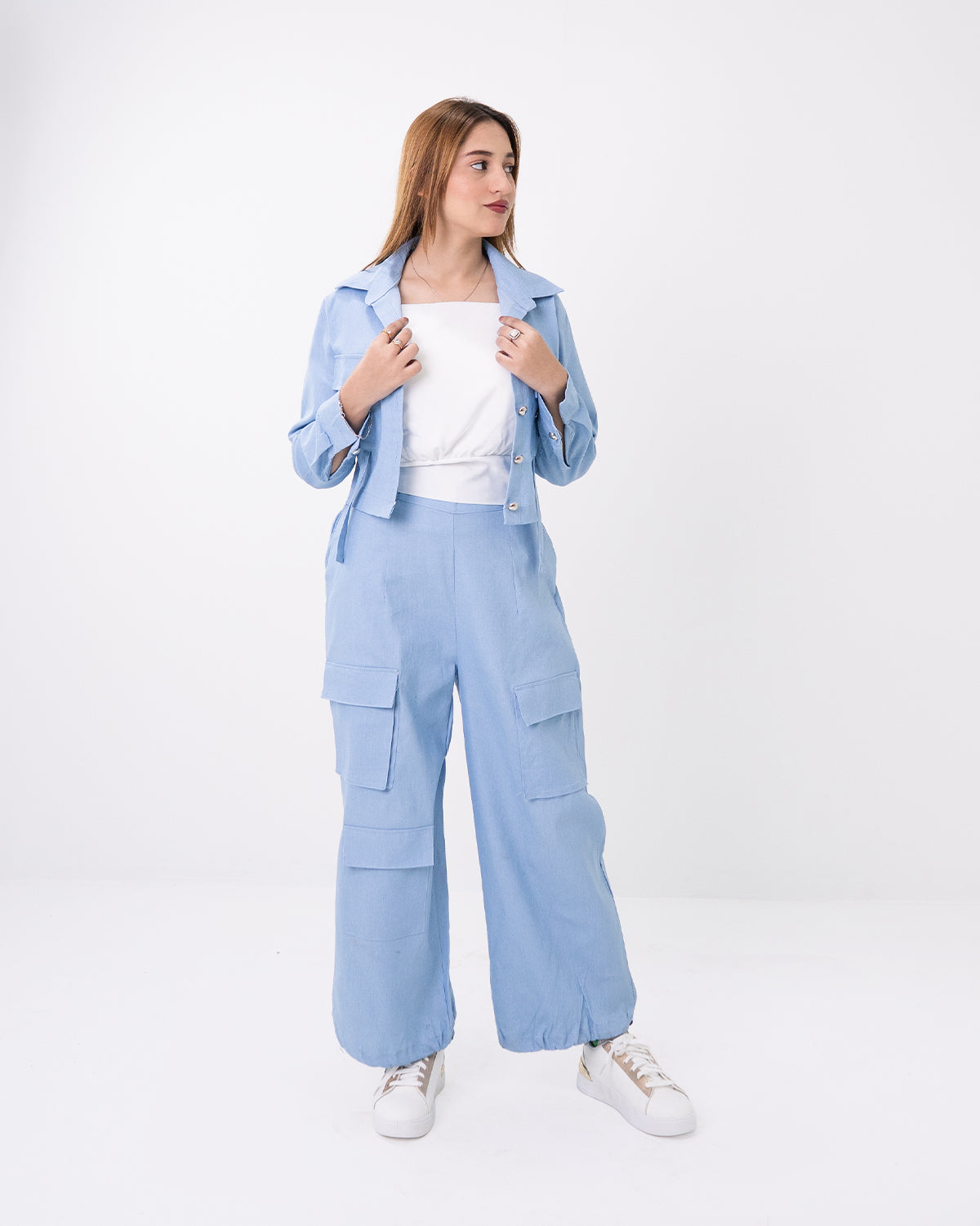 Light Blue Cargo Co-ord Set (3pcs)