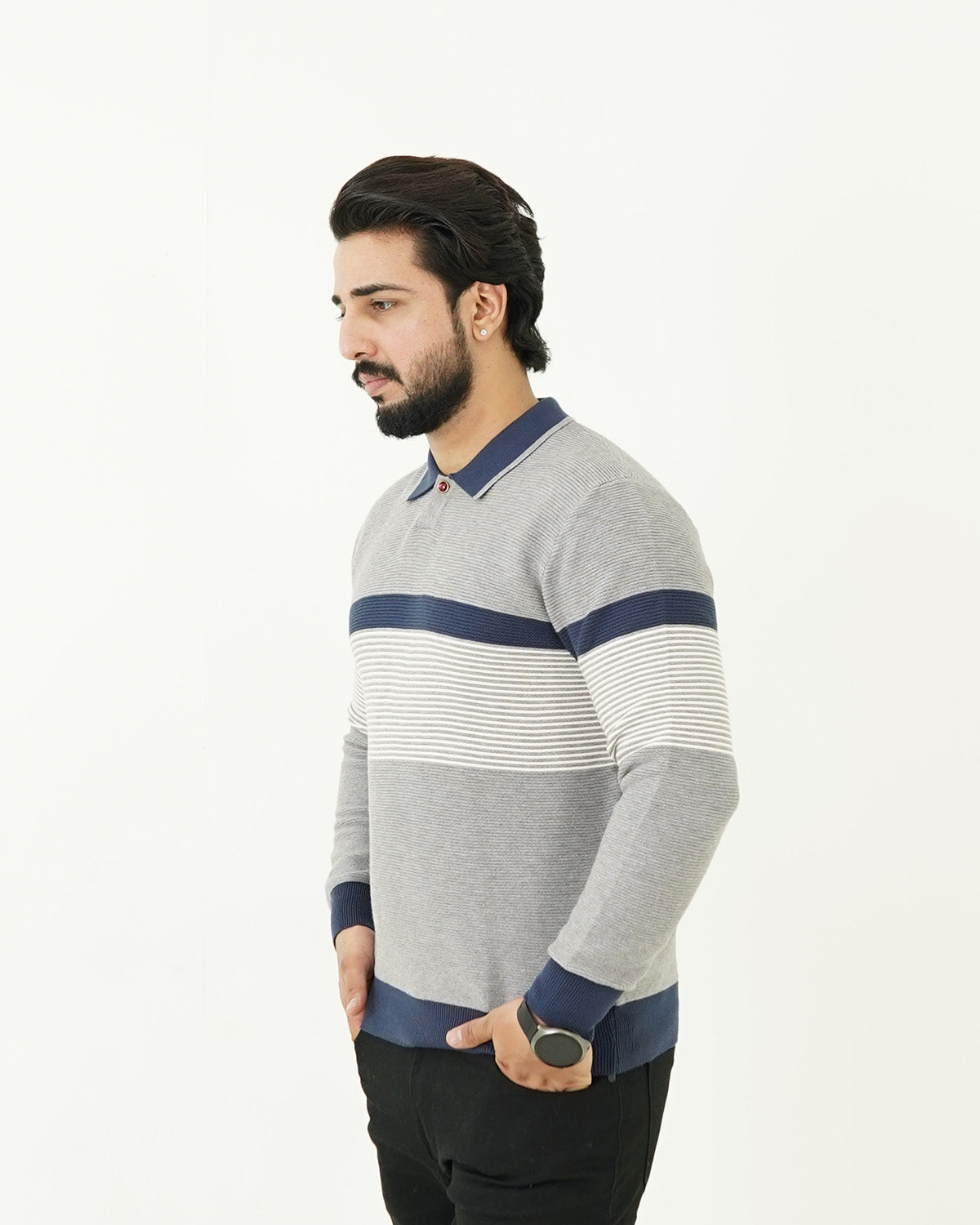 Lining Blue Polo Sweater
