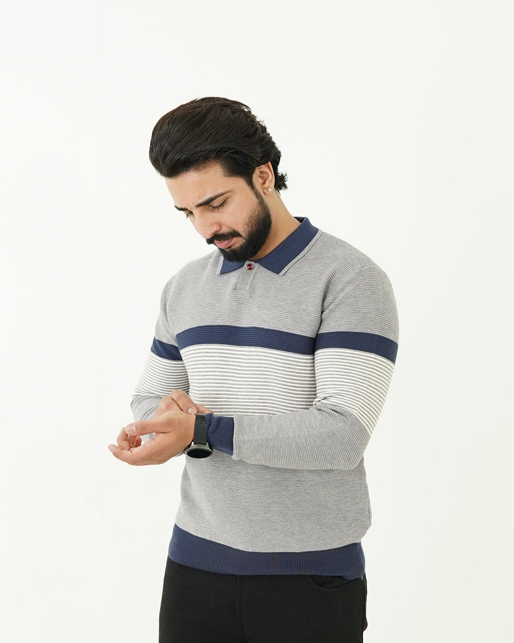 Lining Blue Polo Sweater