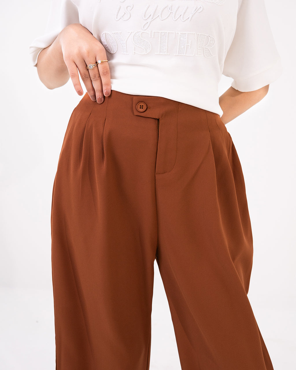 Brown Pleated Pants