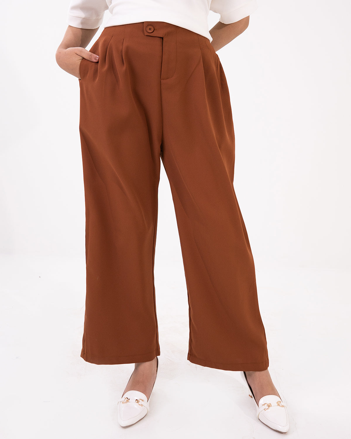 Brown Pleated Pants