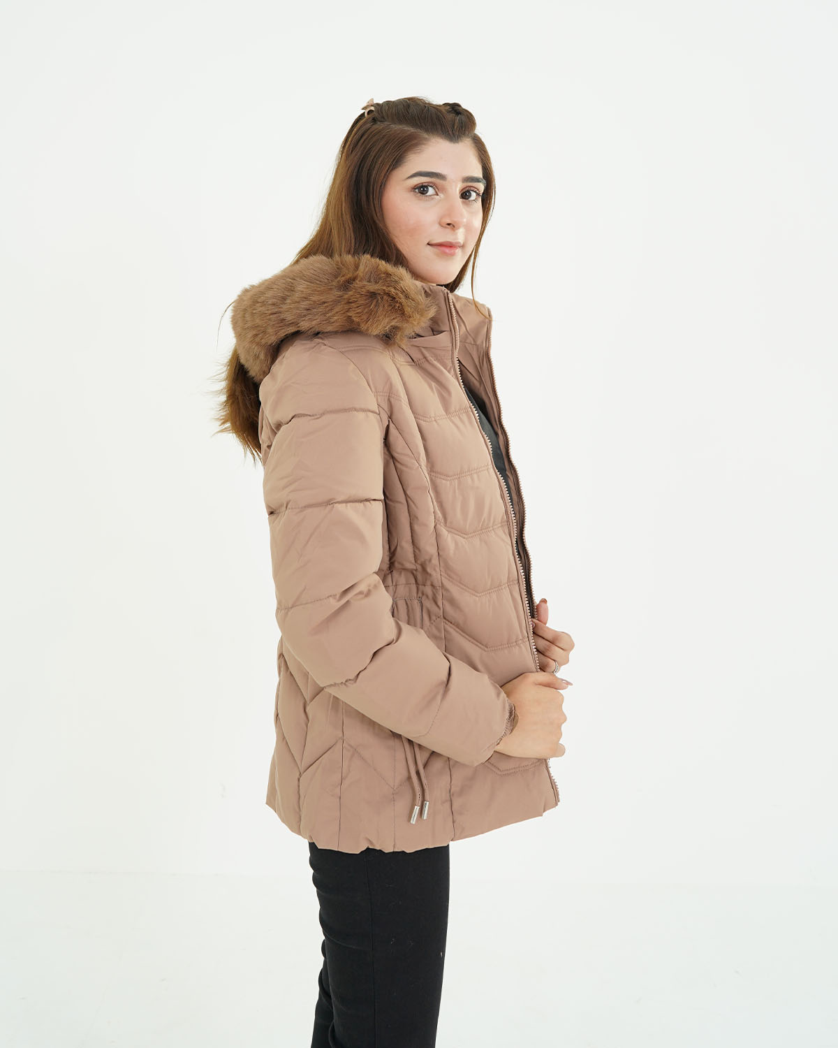 Stylish Women’s Long Puffer Coat Brown – Lightweight & Cozy