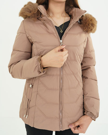 Stylish Women’s Long Puffer Coat Brown – Lightweight & Cozy