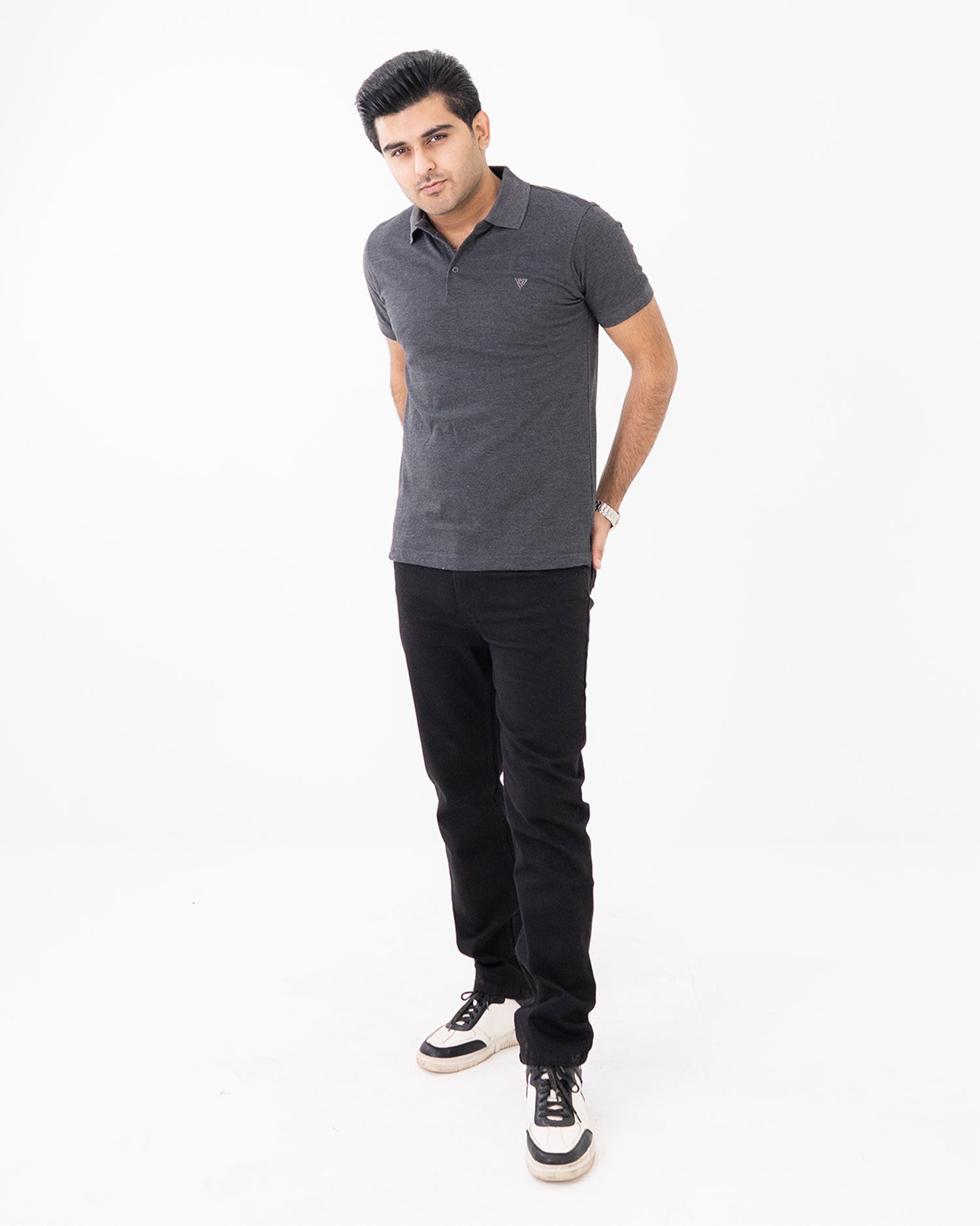 Charcoal Knit Polo