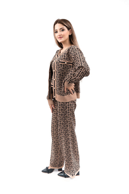 Monochrome Luxe Maze 3 piece Set - Brown