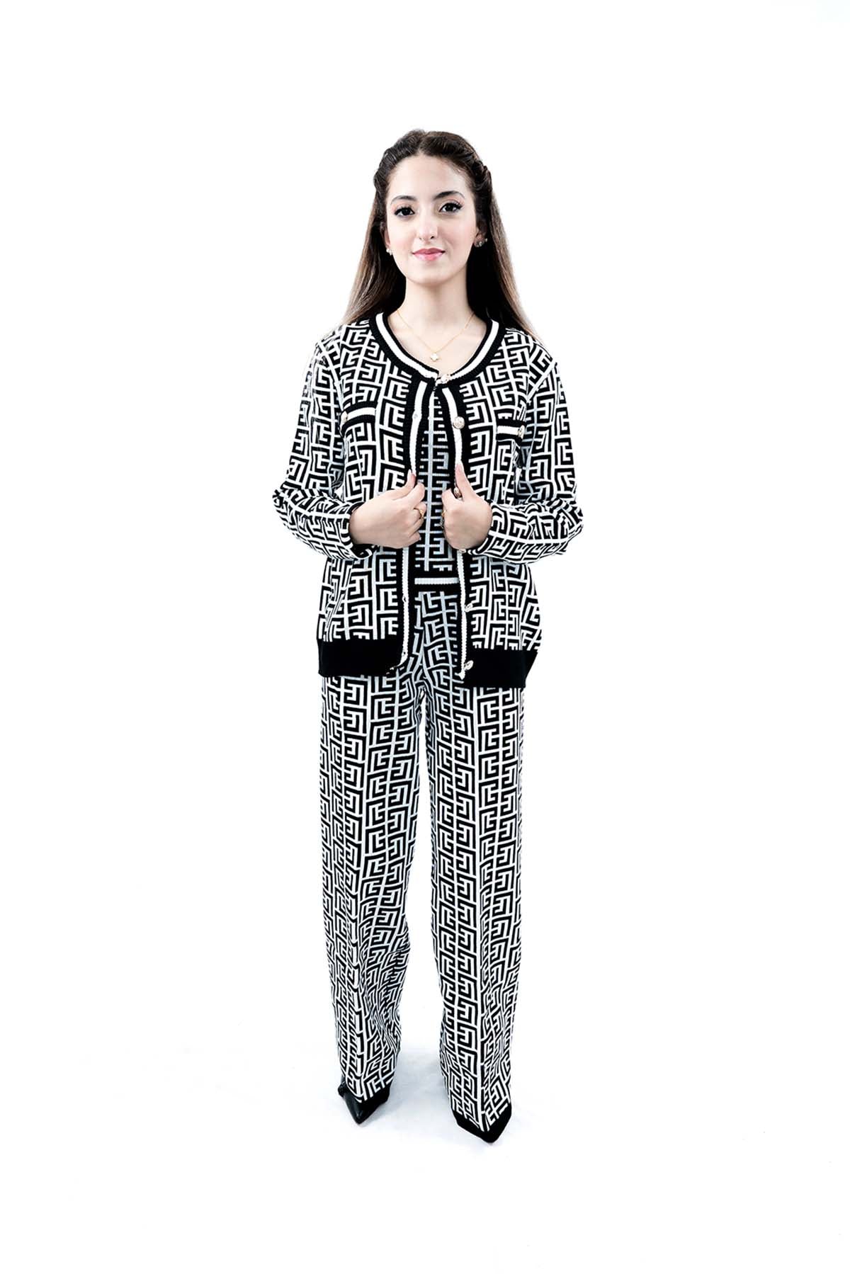 Monochrome Luxe Maze 3 piece Set - Black n White