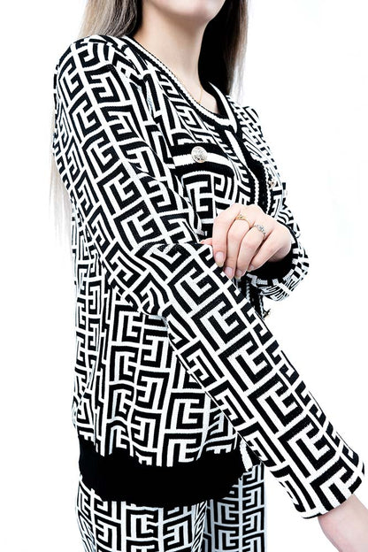 Monochrome Luxe Maze 3 piece Set - Black n White