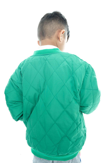 Kids' Green Quilted Jacket with Grey Joggers