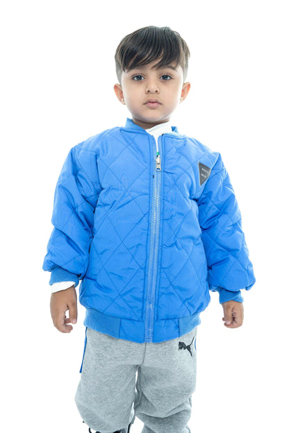 Kids Blue Quilted Jacket 3 piece set