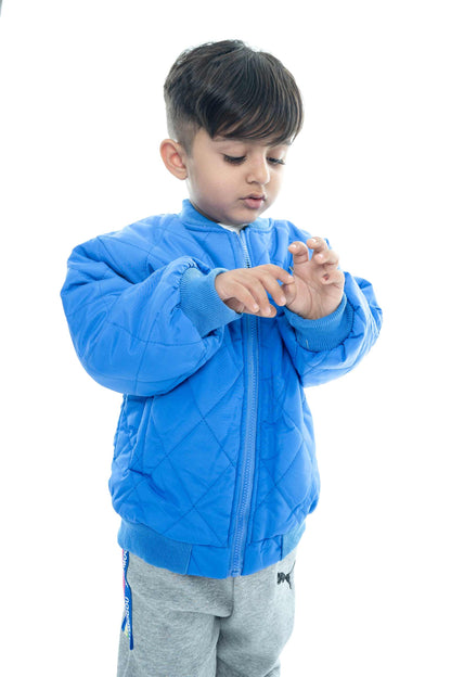 Kids Blue Quilted Jacket 3 piece set