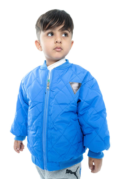 Kids Blue Quilted Jacket 3 piece set