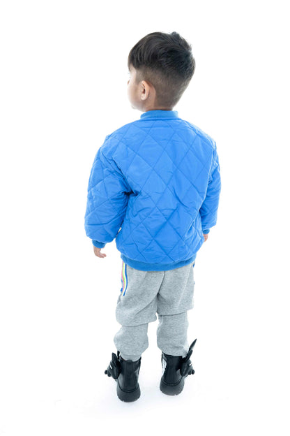 Kids Blue Quilted Jacket 3 piece set