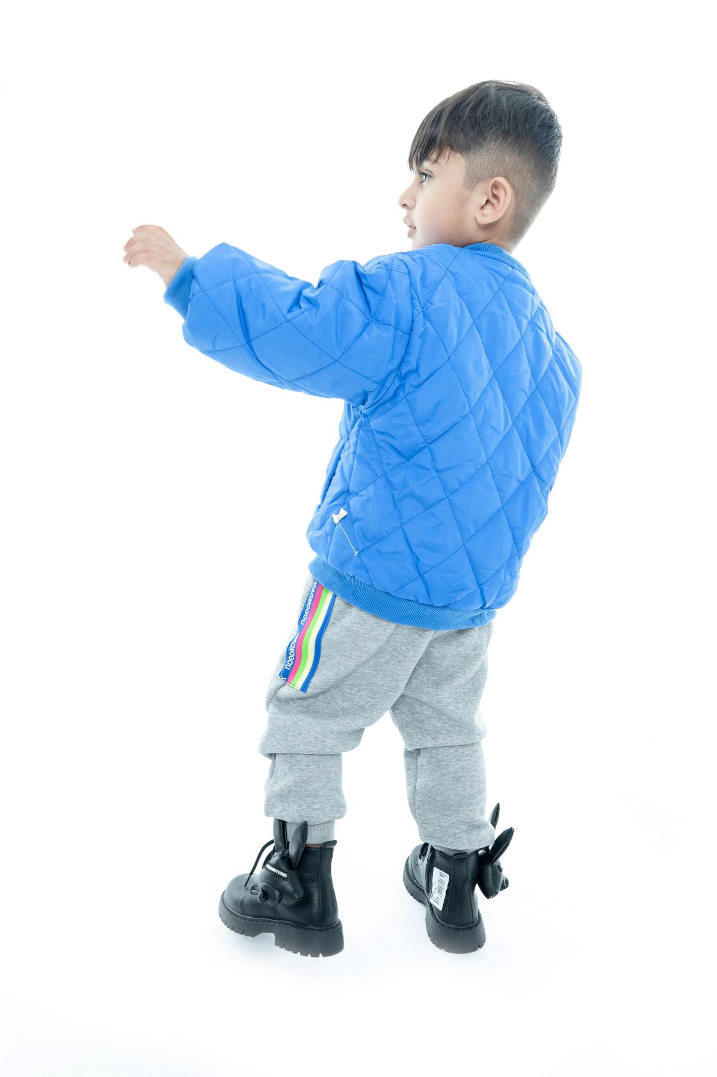 Kids Blue Quilted Jacket 3 piece set