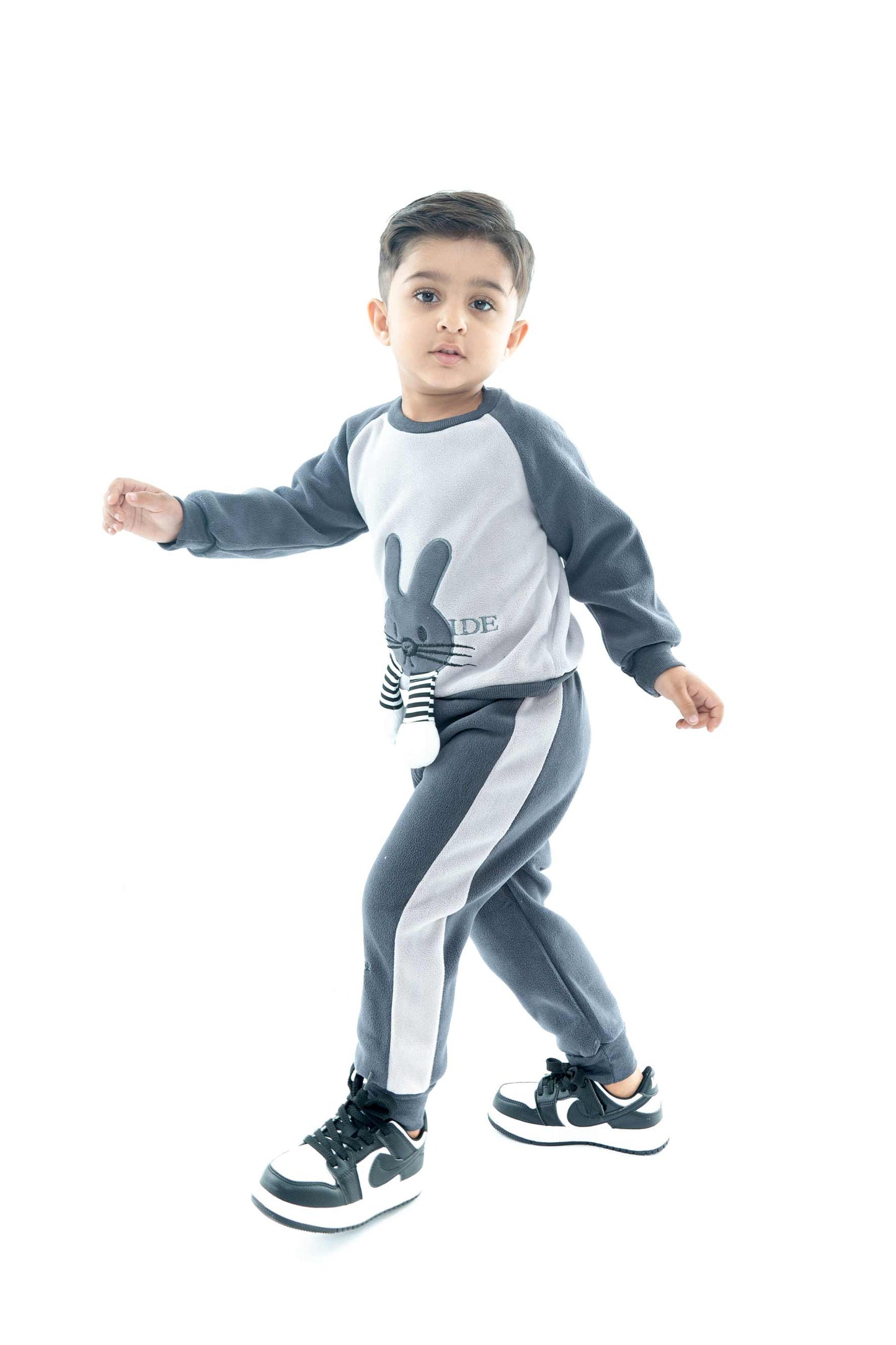 Kids Charcoal Fleece Tracksuit 3 piece Set