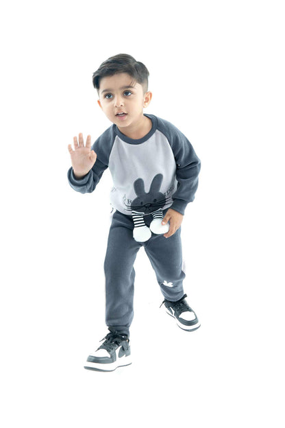 Kids Charcoal Fleece Tracksuit 3 piece Set