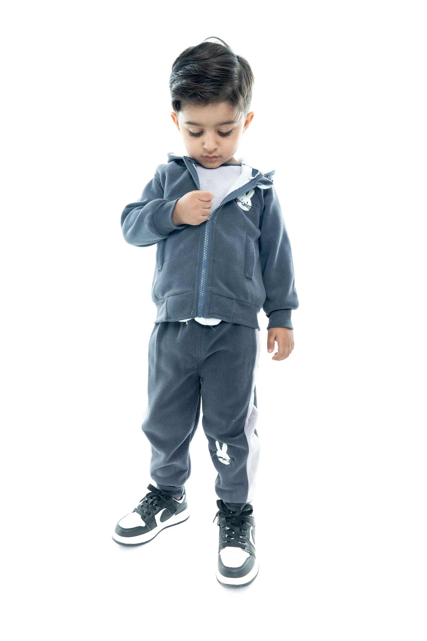 Kids Charcoal Fleece Tracksuit 3 piece Set