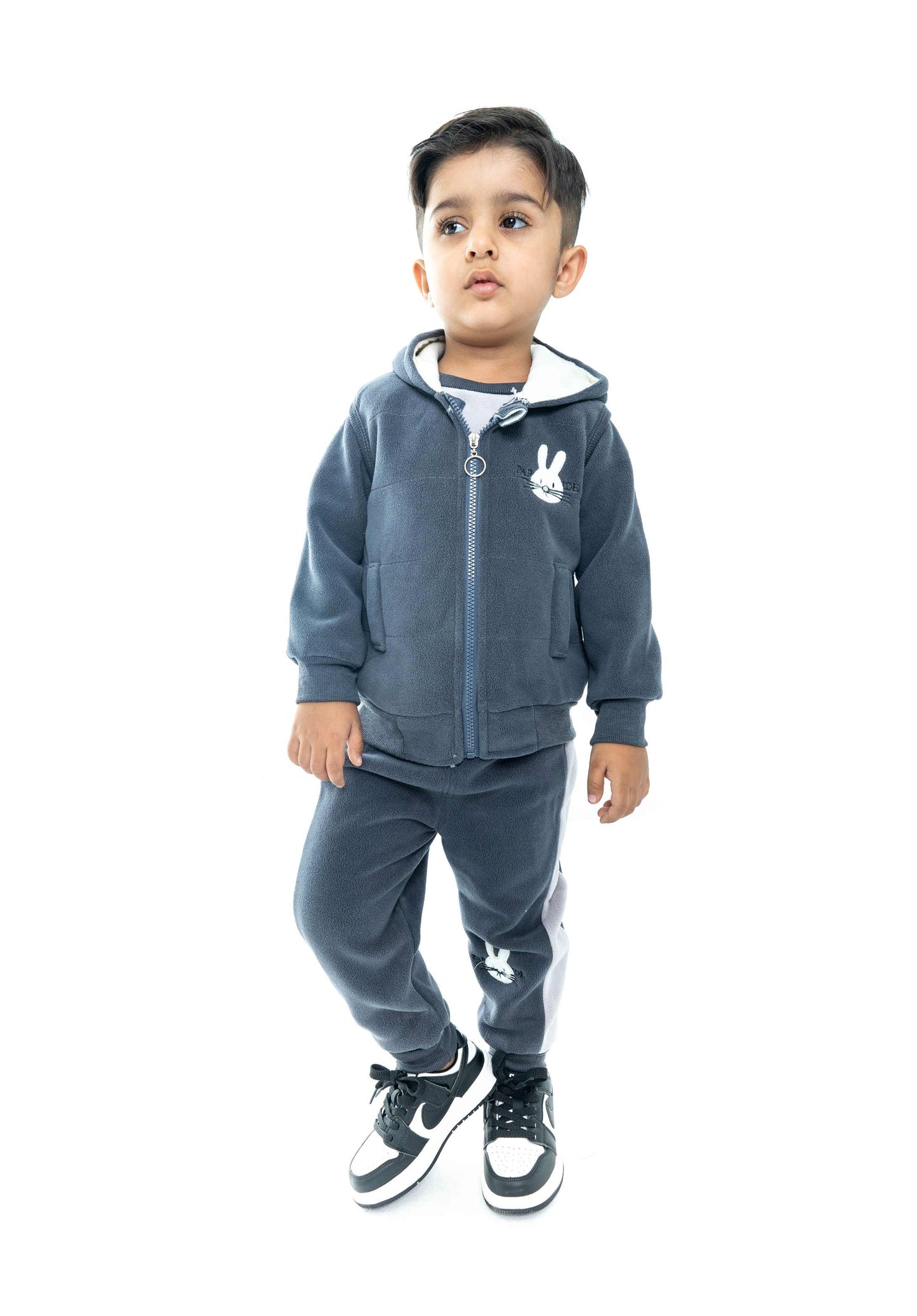 Kids Charcoal Fleece Tracksuit 3 piece Set