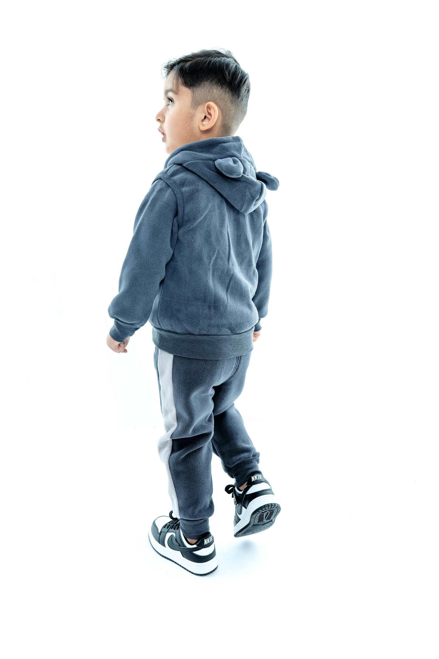 Kids Charcoal Fleece Tracksuit 3 piece Set