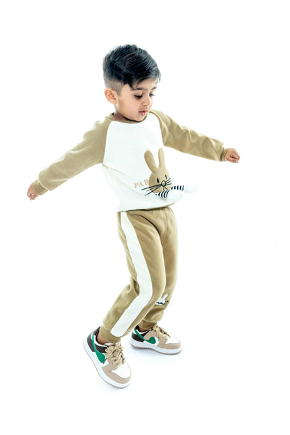 Kids' Fleece Tracksuit in Warm Beige