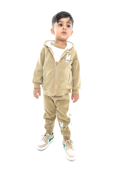 Kids' Fleece Tracksuit in Warm Beige