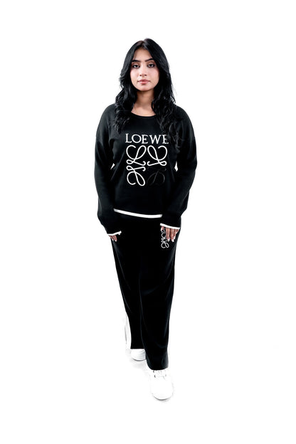 Women's Black Graphic Sweatshirt and Lounge Pants Set