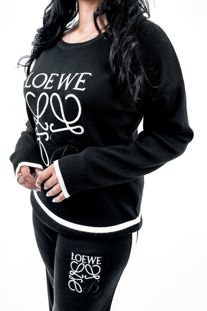 Women's Black Graphic Sweatshirt and Lounge Pants Set