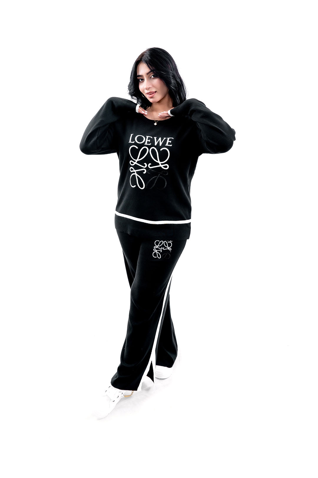 Women's Black Graphic Sweatshirt and Lounge Pants Set