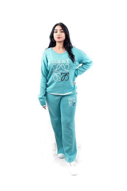 Women's Light Blue Graphic Sweatshirt and Pant Set