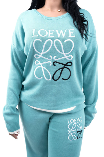 Women's Light Blue Graphic Sweatshirt and Pant Set