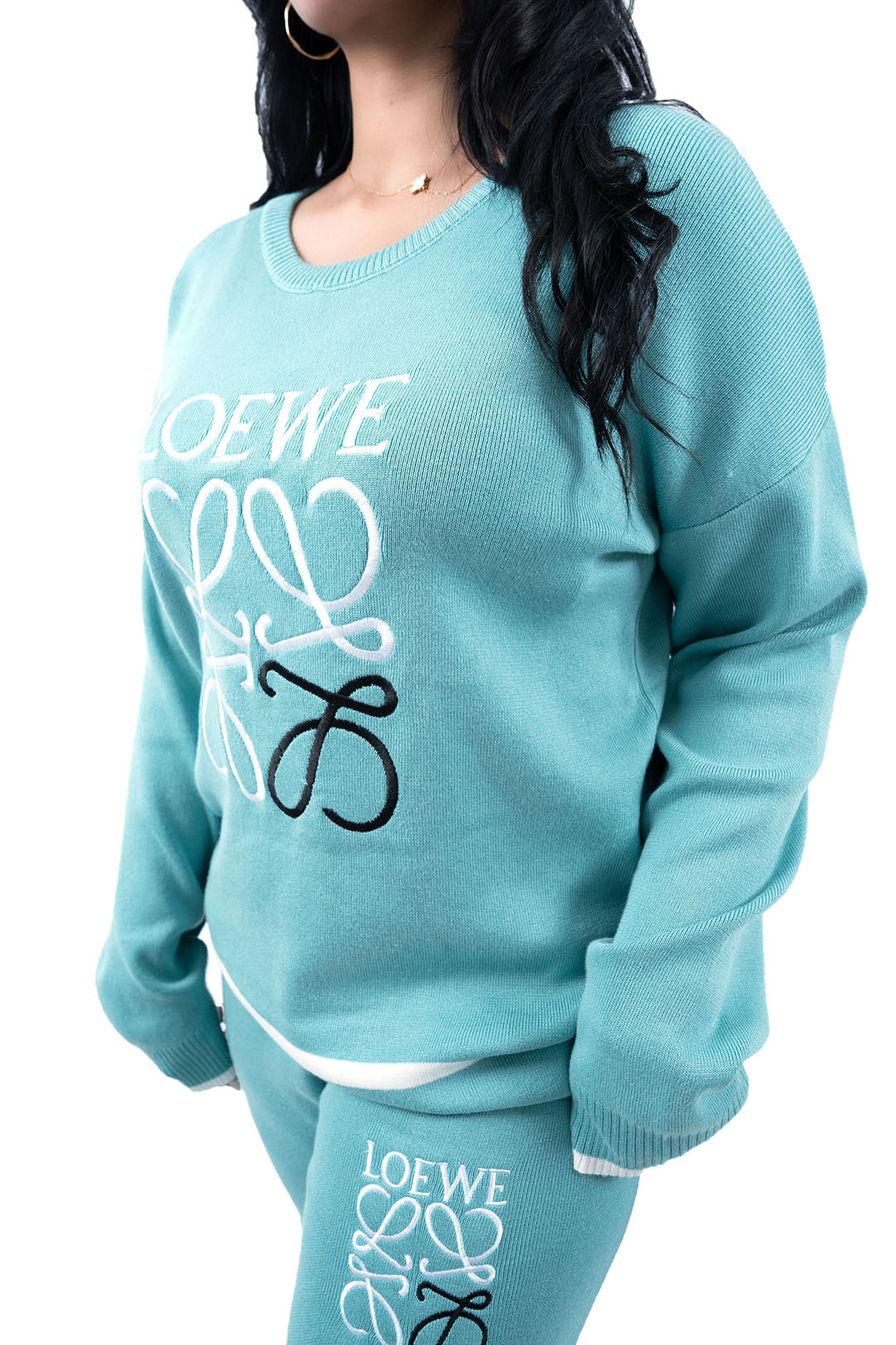 Women's Light Blue Graphic Sweatshirt and Pant Set