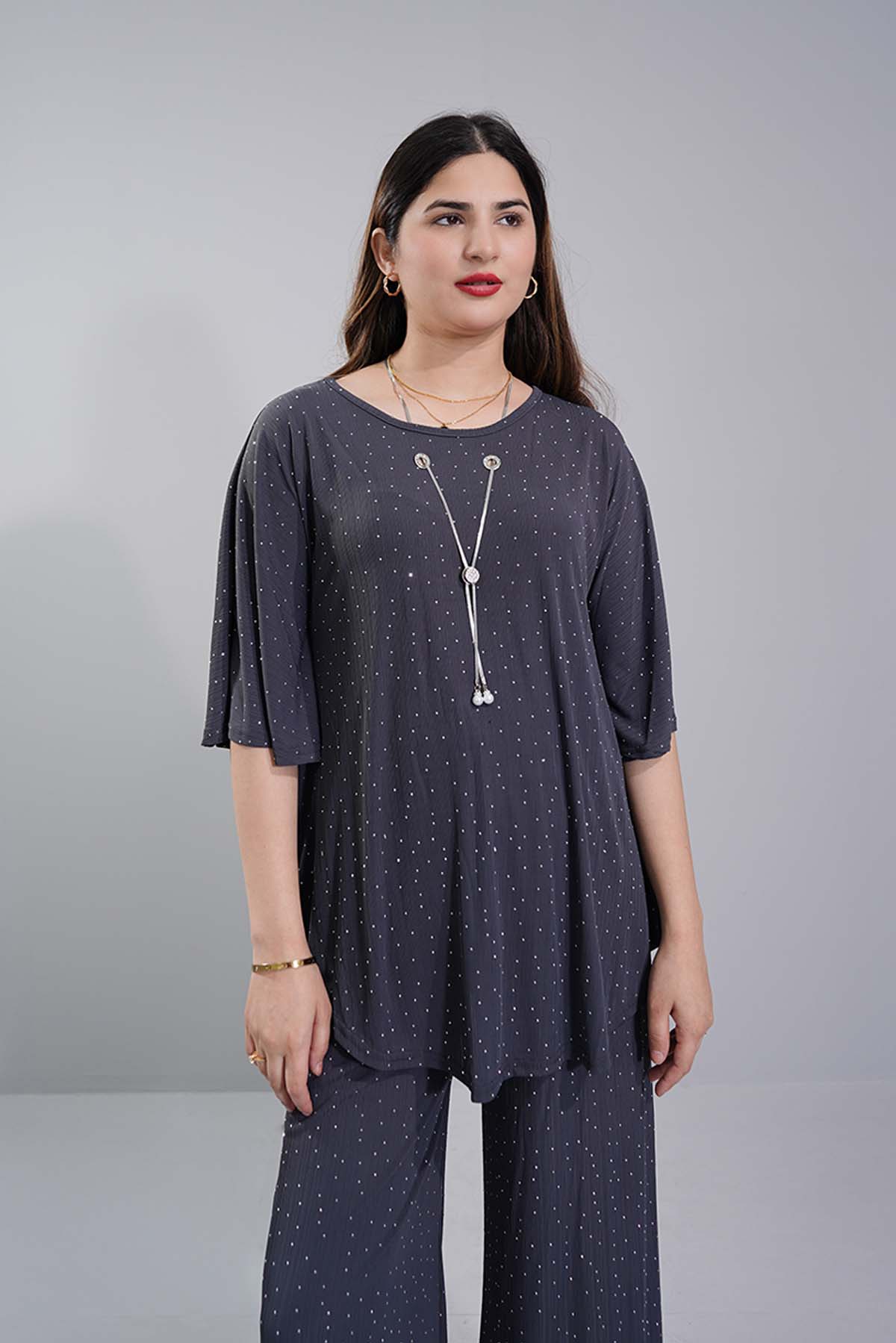 Grey Polka 2 Piece Dot Set
