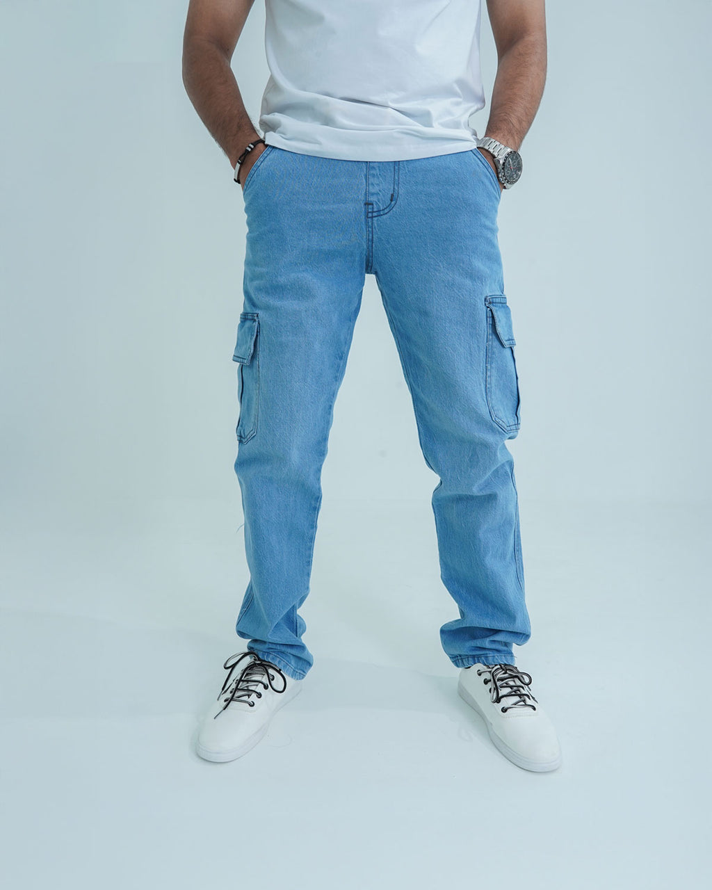 Men Cargo Fit Denim light