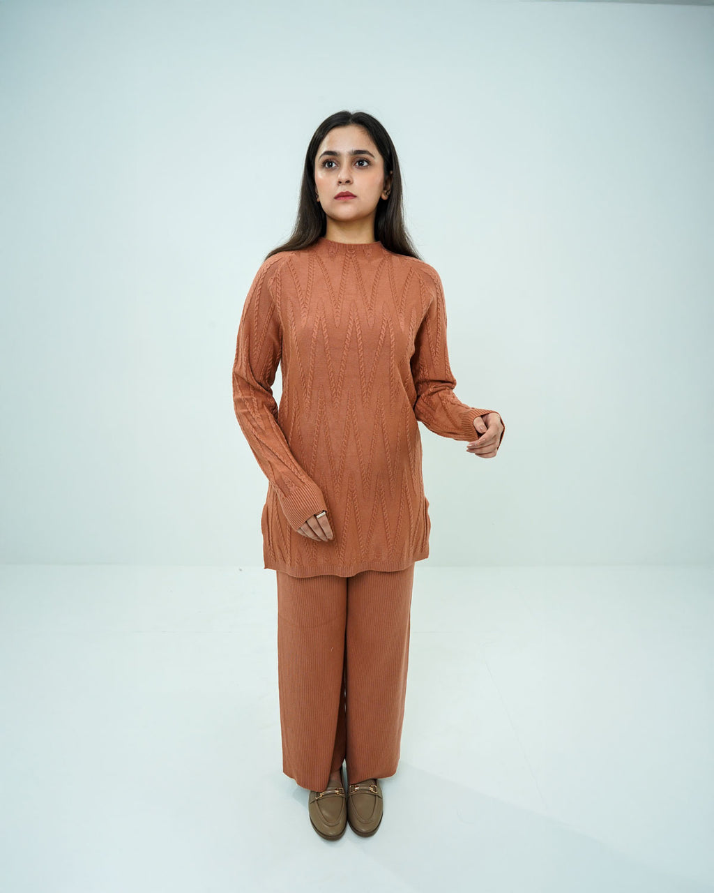 Brown Co-ord Set 2 piece - V Patterned