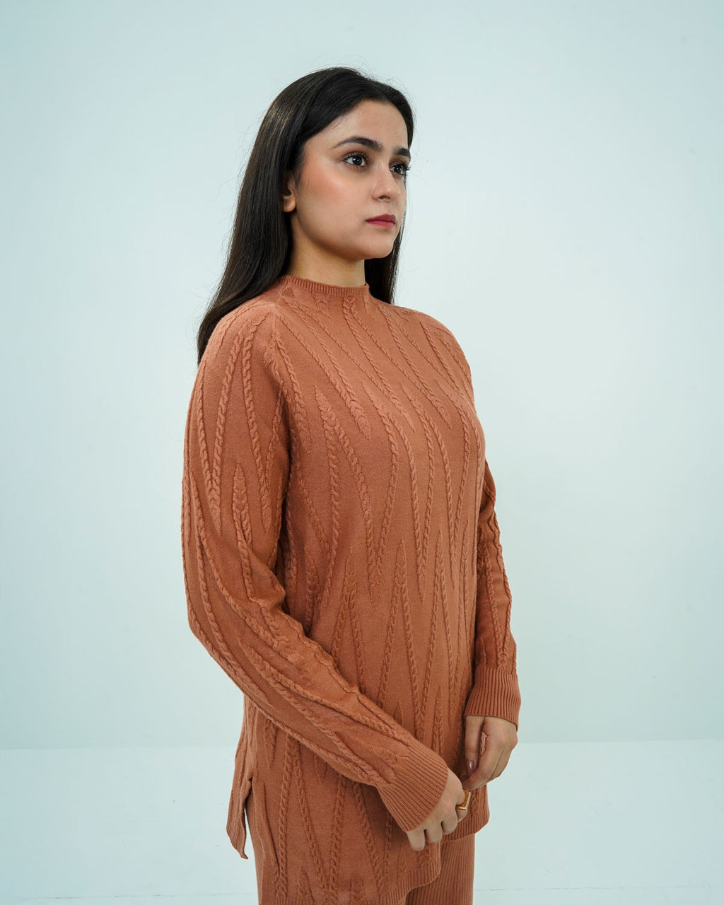 Brown Co-ord Set 2 piece - V Patterned