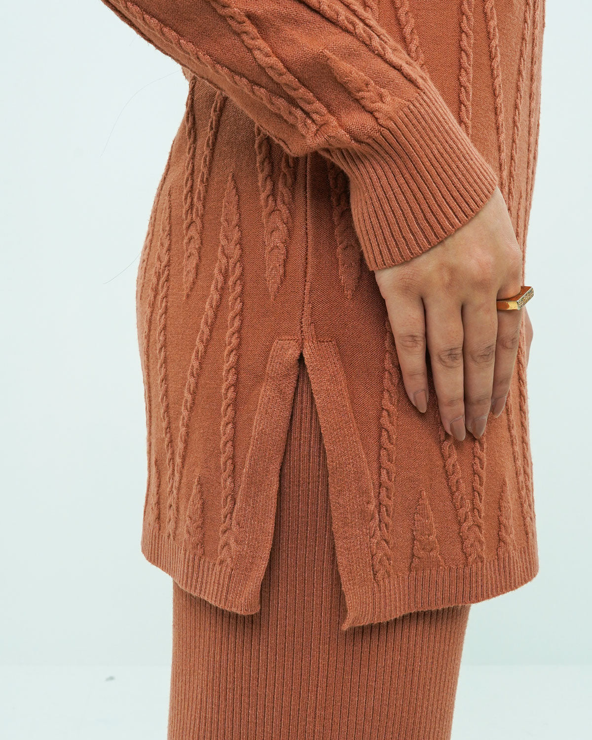 Brown Co-ord Set 2 piece - V Patterned