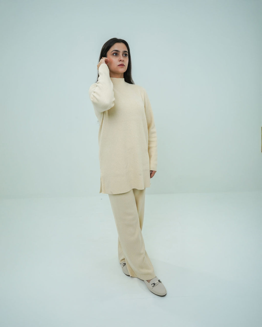 Beige Co-ord Set 2 piece - Lining Pattern