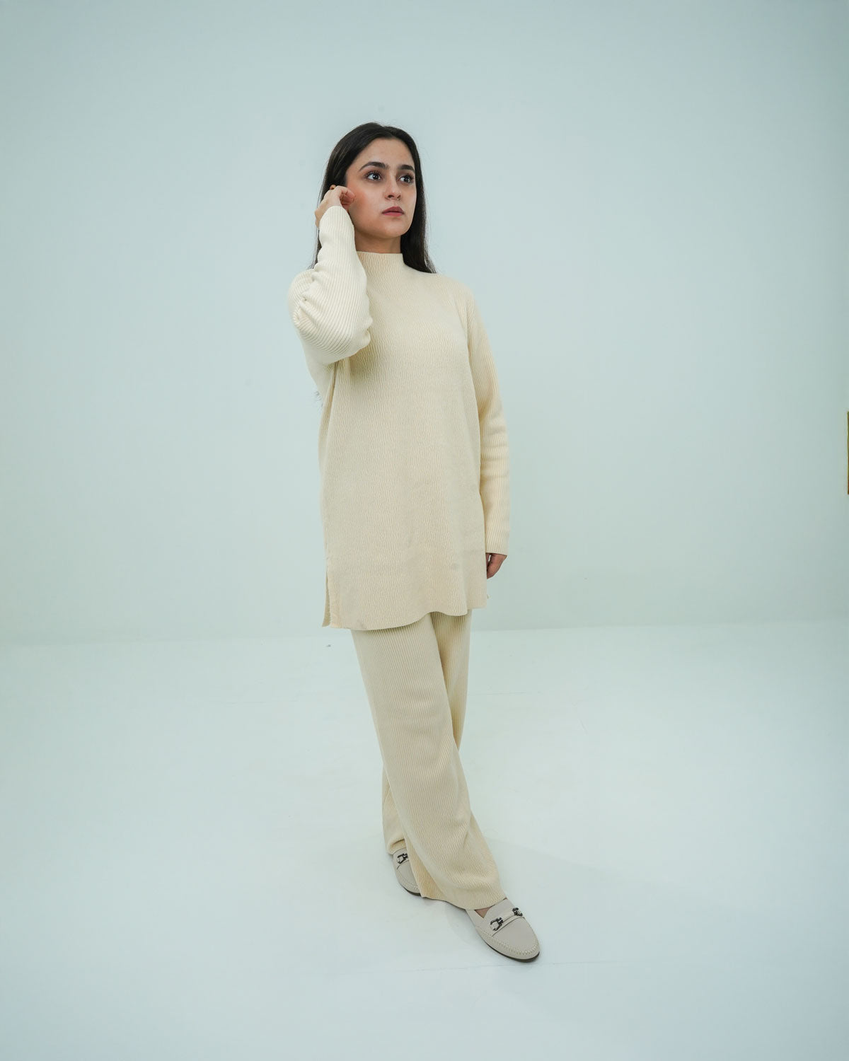 Beige Co-ord Set 2 piece - Lining Pattern