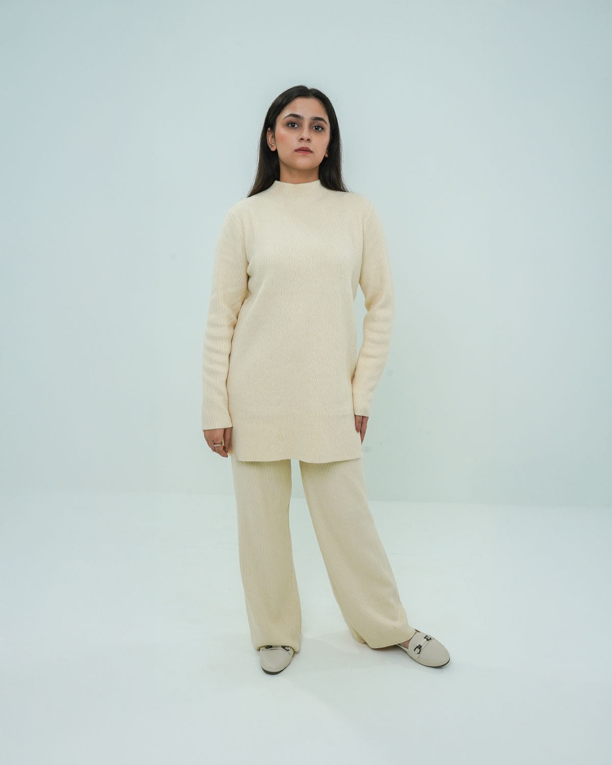 Beige Co-ord Set 2 piece - Lining Pattern