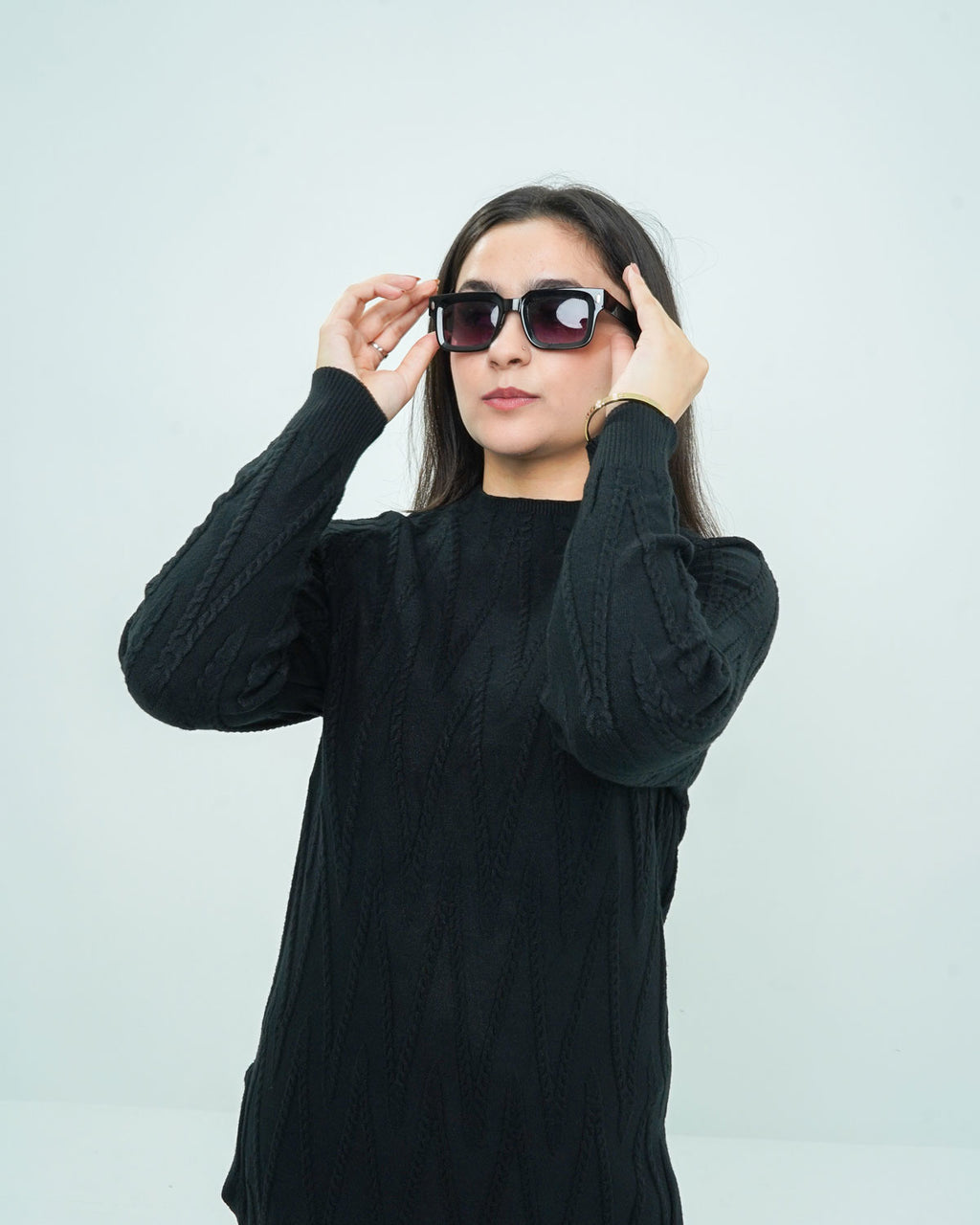 Black Co-ord Set 2 piece - V Patterned