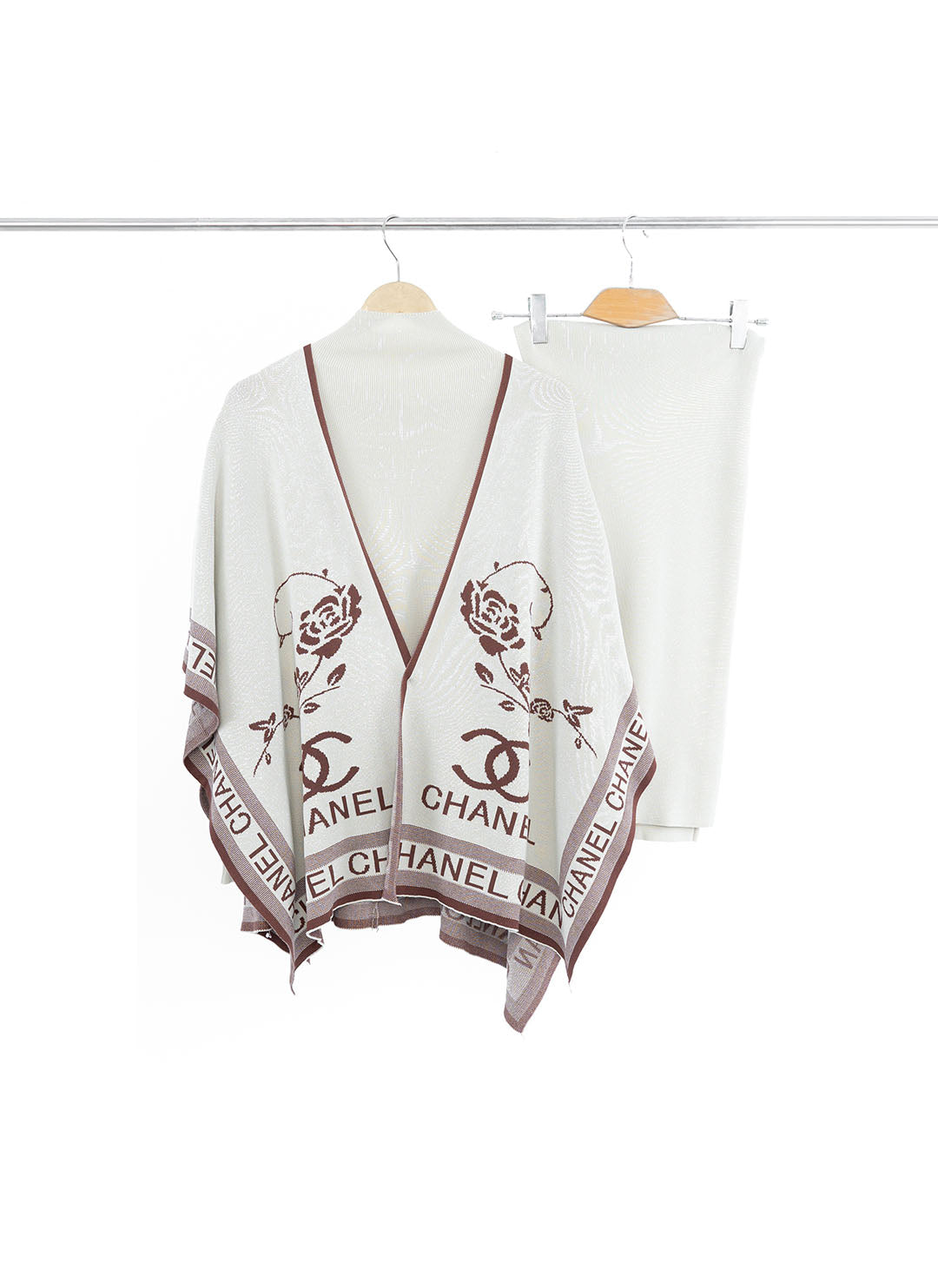 Chic Floral Embroidered Three-Piece Knitwear Set