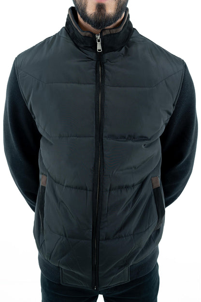 Men's Black Quilted Bomber Jacket