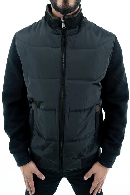 Men's Black Quilted Bomber Jacket