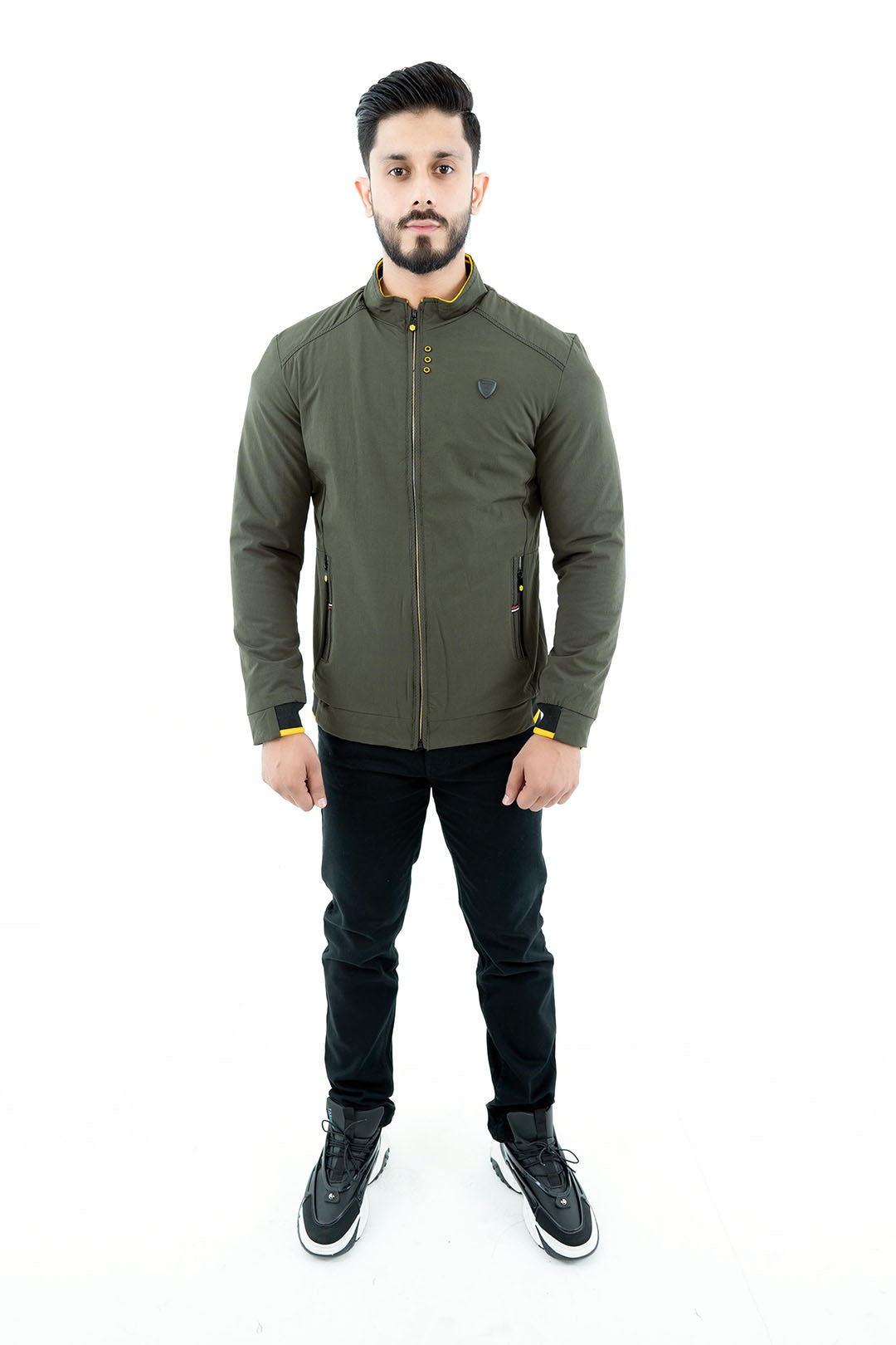 Men's Olive Quilted Bomber Jacket