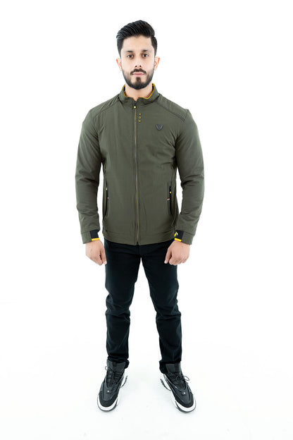 Men's Olive Quilted Bomber Jacket