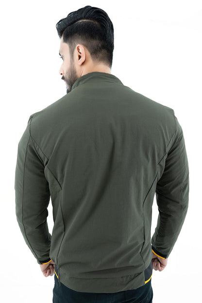 Men's Olive Quilted Bomber Jacket