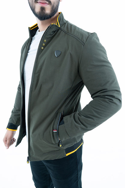 Men's Olive Quilted Bomber Jacket