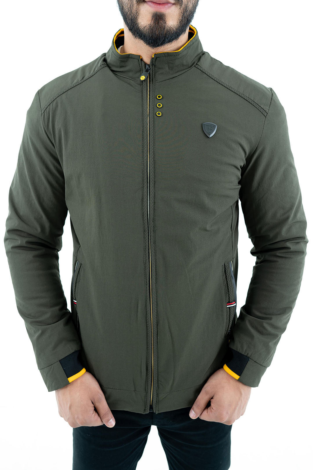 Men's Olive Quilted Bomber Jacket