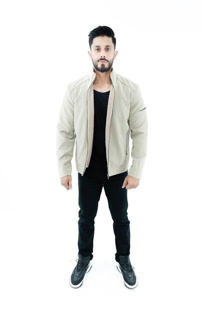 Men's Lightweight Beige Zip-Up Jacket