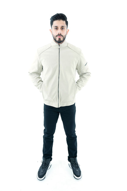 Men's Lightweight Beige Zip-Up Jacket