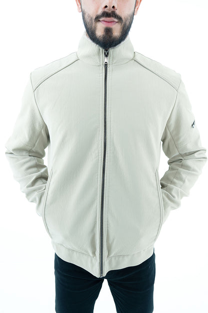 Men's Lightweight Beige Zip-Up Jacket